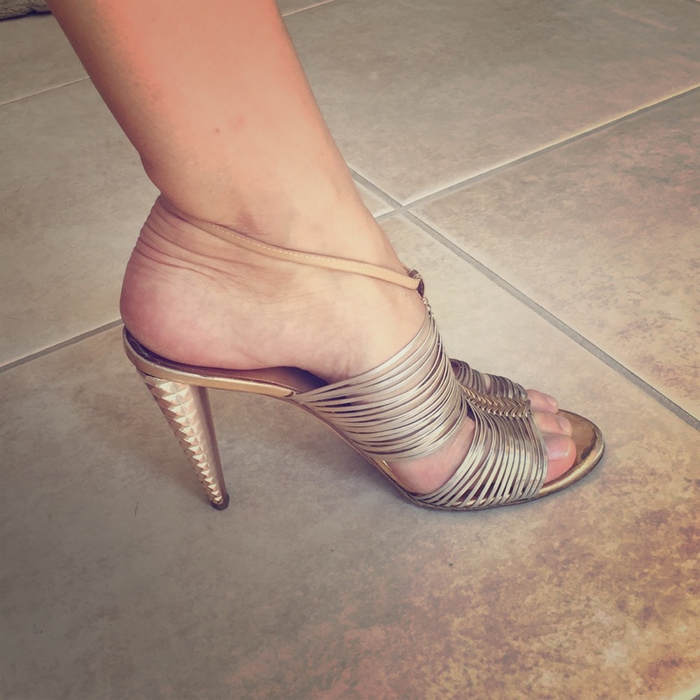 Giuseppe Zanotti gold metallic heel sandals 39.5